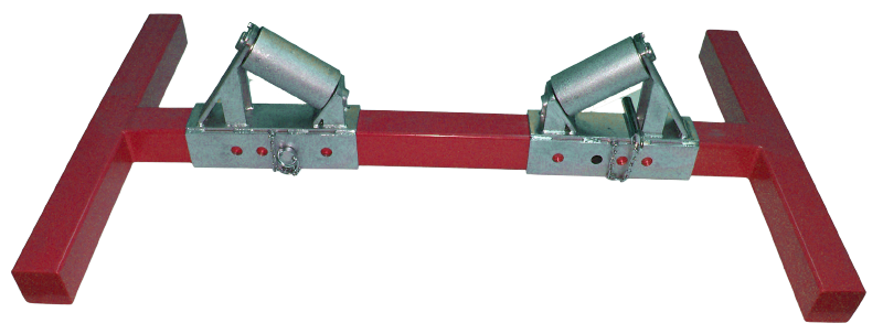 Rollenbock bis DN 1500 Schwerlast-Variante mit zwei verstellbaren Rollenaufnahmen, freigestellte Ansicht, Art. 500510