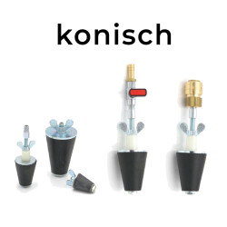 Konischer Rohrverschluss, 13,0 - 63,0 mm mit Durchgang und Schlaucht&uuml;lle-20 - 33