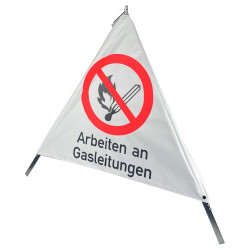 Faltsignal FSW9 – Gasarbeiten, 900 mm, aufgestellt