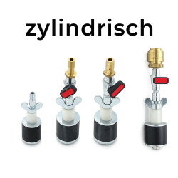 NBR-Rohrverschlussstopfen 8 bar, Stahl verzinkt,  mit Durchgang und Adapter doppelt &Oslash; 38,5 - 45,0 mm
