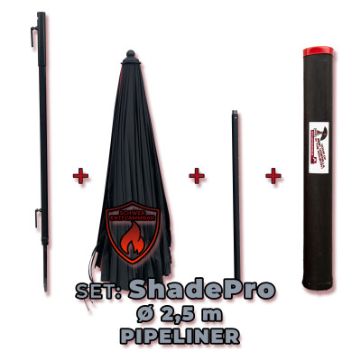 SET: ShadePro "SLAM RAM+Schirm" PIPELINER  &Oslash; 2,5 m [300260] SCHWARZ flammhemmend