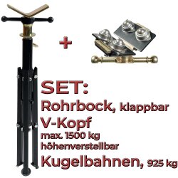 Komplettset: Rohrbock + V-Kopf + Kugelbahn